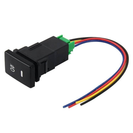 Fog Light Switch 5 Pin On Off Button For Car Front Panel - black ABS 5-pin fog lamp switch with 4-wire harness for Toyota front panel installation