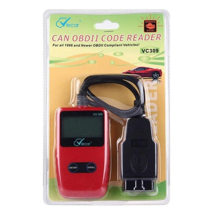 Viecar Device for Everyday Car Maintenance and Checks at Home - VC309 OBD II code reader in package, red handheld scanner with OBD cable