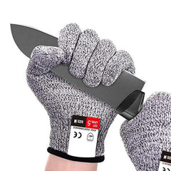 Ultra-Safe Cut-Resistant Gardening Gloves - Food-Grade HPPE, Level 5 Protection, Size M, 22cm Length