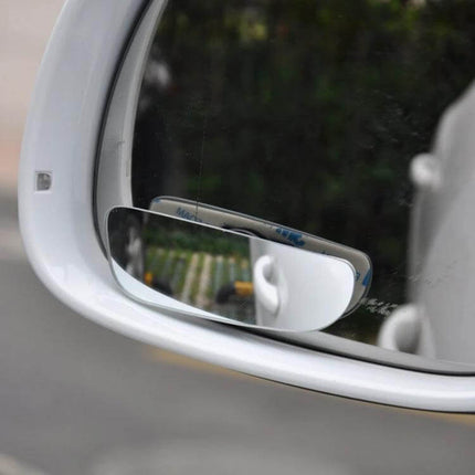 Wide Angle Adjustable Blind Spot Mirror for Cars, 11.5x5cm - small glass adjustable mirror adhered to car side mirror to reduce blind spots