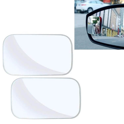 Square Wide Angle Adjustable Blind Spot Mirror for Cars and Trucks, 7x4 cm Size - adjustable no-border glass side mirror for interior or exterior mounting