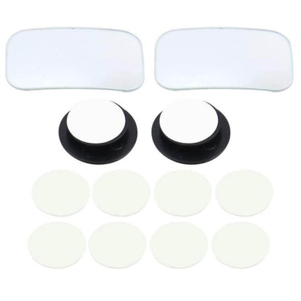 Square Wide Angle Adjustable Blind Spot Mirror for Cars and Trucks, 7x4 cm Size - pair of no-border adjustable glass mirrors with swivel mounts and adhesive pads