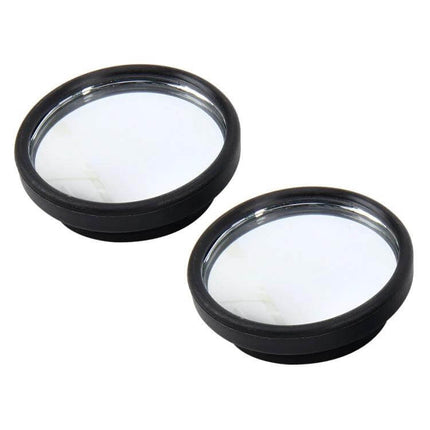 Wide Angle Blind Spot Mirrors for Cars and Trucks, 2 Pack - two round convex stick-on side mirror attachments in black