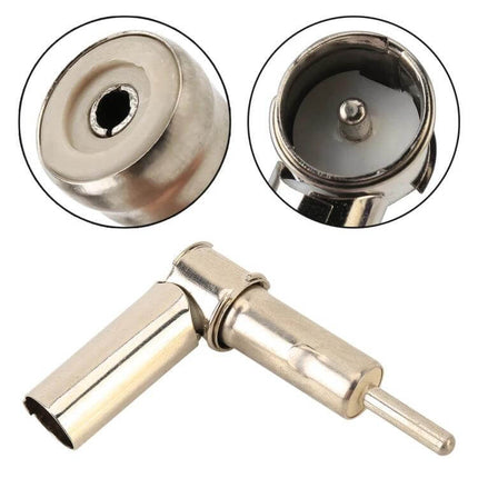 Car Radio Antenna Adapter with Male and Female Connectors - angled metal male and female plug for car stereo antenna replacement