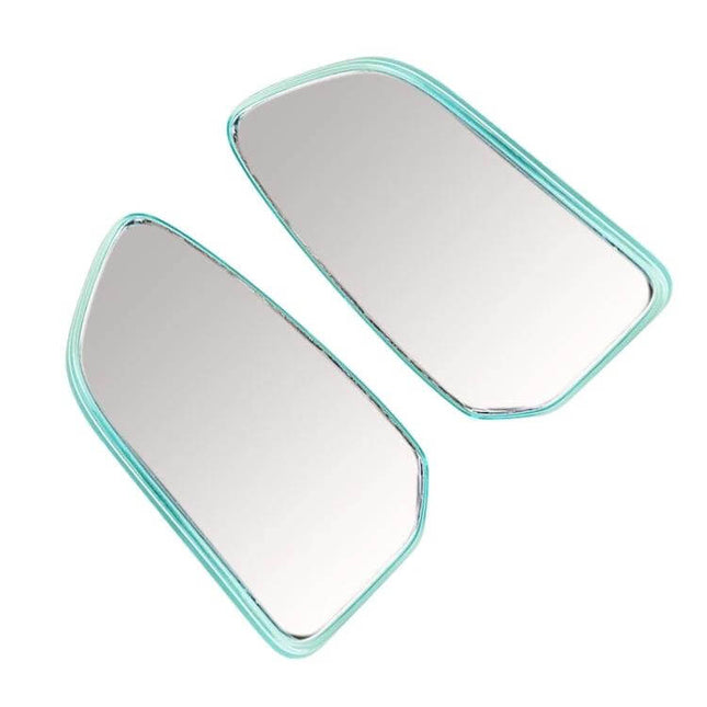Car Blind Spot Rear View Mirror with Adjustable Angle - pair of aqua-trimmed PC and glass blind spot mirrors for improved lane-change and reversing visibility