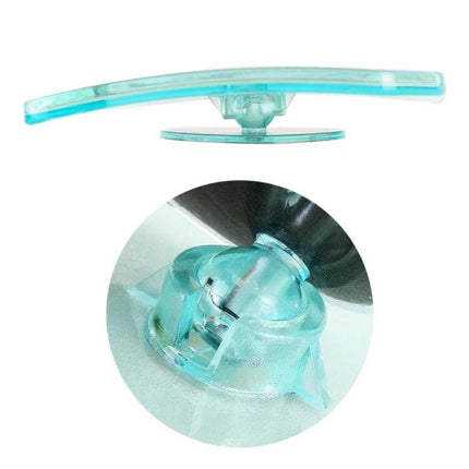 Car Blind Spot Rear View Mirror with Adjustable Angle mounted on windshield, turquoise PC and glass compact swivel design for improved visibility