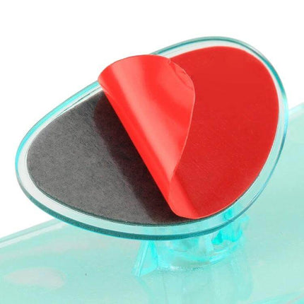Car Blind Spot Rear View Mirror with Adjustable Angle showing adhesive pad being peeled, triangular mirror mounted on translucent base