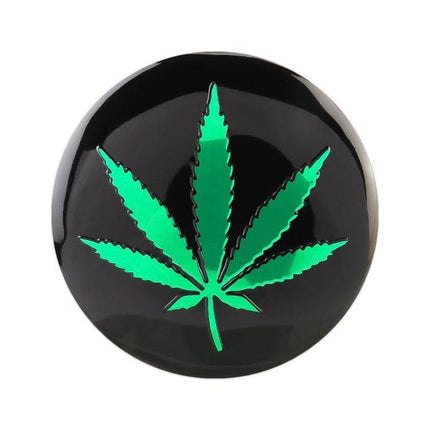 Green Leaves Pattern Metal Stickers for Car Wheel Hubs, 4 Pack green leaf metal hubcap sticker shown on black round cap