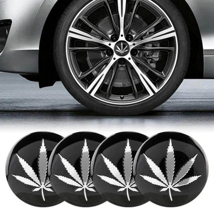 Decorative Silver Leaves Metal Stickers for Car Wheels, 4 Pieces - black metal leaf rim decals 5.8x0.1cm set to personalize car wheels