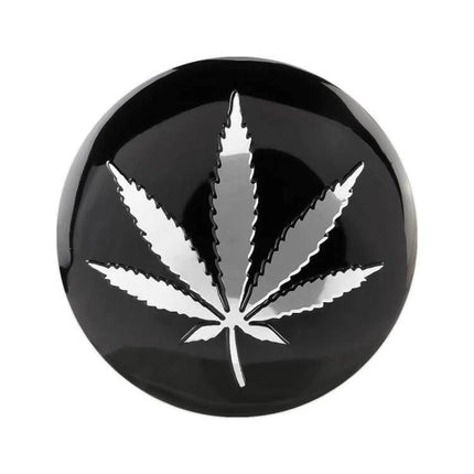 Decorative Silver Leaves Metal Stickers for Car Wheels, 4 Pieces - round black wheel cap with silver leaf decal, 5.8 x 0.1cm metal set