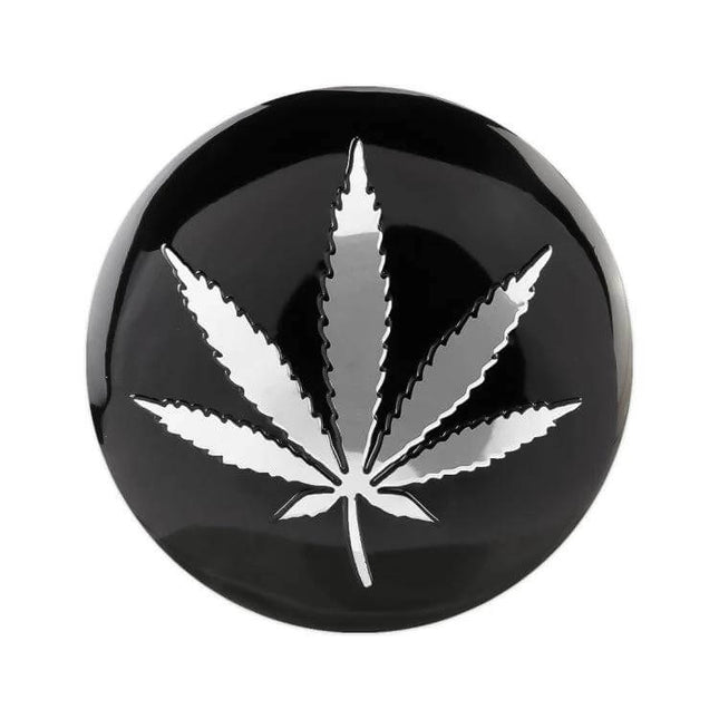 Decorative Silver Leaves Metal Stickers for Car Wheels, 4 Pieces - round black wheel cap with silver leaf decal, 5.8 x 0.1cm metal set