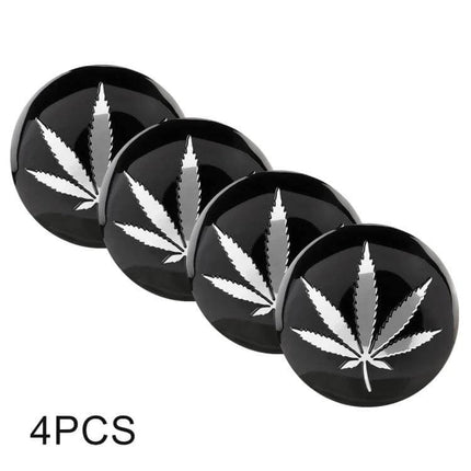 Decorative Silver Leaves Metal Stickers for Car Wheels, 4 Pieces - silver leaf metal rim decals 5.8x0.1cm set