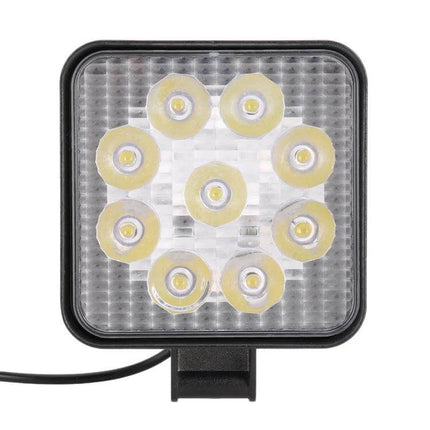 27W Waterproof LED Spot Light for Vehicles and Boats - black 9-LED 30° spot beam with tempered glass and stainless steel brackets