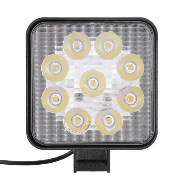 27W Waterproof LED Spot Light for Vehicles and Boats - black 9-LED 30° spot beam with tempered glass and stainless steel brackets