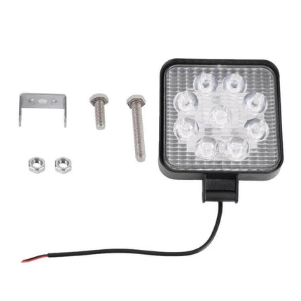 27W Waterproof LED Spot Light for Vehicles and Boats black 30° spot beam nine 3W LEDs with stainless steel brackets and mounting bolts
