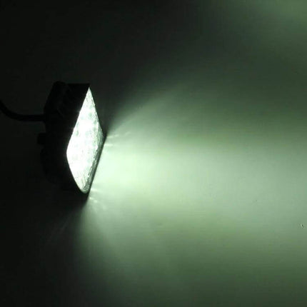 27W Waterproof LED Spot Light for Vehicles and Boats shining a focused 30° beam from black aluminum housing with stainless steel bracket, tempered glass lens