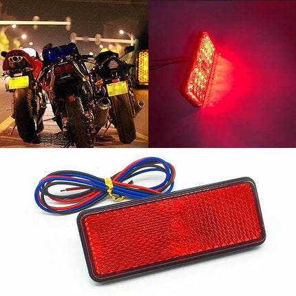 Red LED Tail Lights for Trailers, Motorcycles with Flash Mode Set rear safety light showcasing motorcycle use and illuminated flash mode