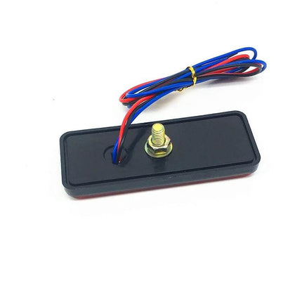 Red LED Tail Lights for Trailers, Motorcycles with Flash Mode Set compact rectangular rear light with wiring and mounting stud
