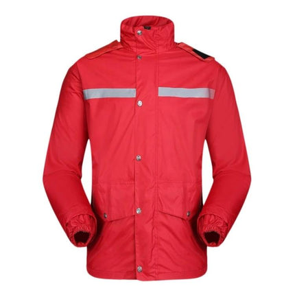 Reflective Waterproof Raincoat and Pants for Motorcycle Riders, Size 2XL Red - red reflective waterproof jacket and pants set for wet weather riding