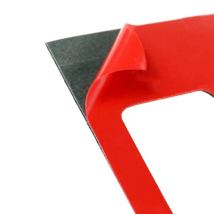 Carbon Fiber Decorative Sticker for Volkswagen Golf 7 Water Cup Panel - close-up of red peel-back adhesive edge on carbon fiber sticker
