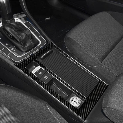 Carbon Fiber Decorative Sticker for Volkswagen Golf 7 Water Cup Panel applied to center console cup panel, black carbon fiber interior trim