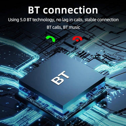 Universal Car Radio Receiver with 4.1 Inch Touch Screen showing BT connection icon and Bluetooth chipset illustration