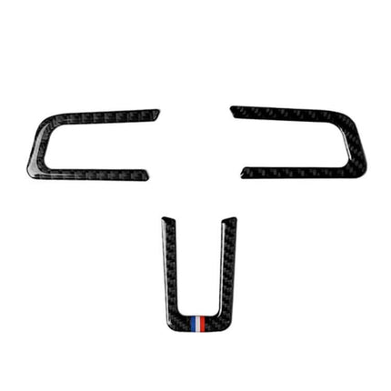 Car USA Color Carbon Fiber Steering Wheel Sticker for Ford Mustang 2015-2017 - carbon fiber three-piece trim with USA color accent