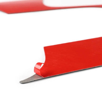 Carbon Fiber Decorative Sticker for Ford Mustang 2015-2017 - close-up of red-backed adhesive trim piece ready for easy installation