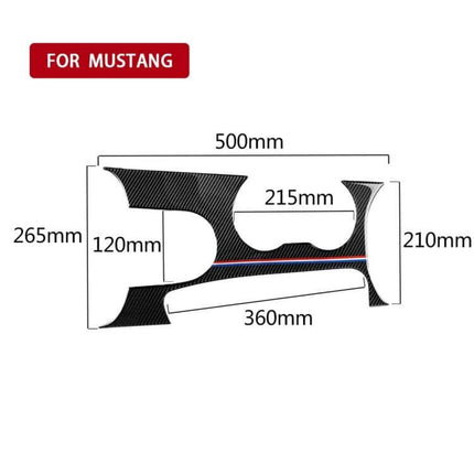 Carbon Fiber Decorative Sticker for Ford Mustang 2015-2017 diagram showing dimensions 500x265x360mm for hood or side panel accent