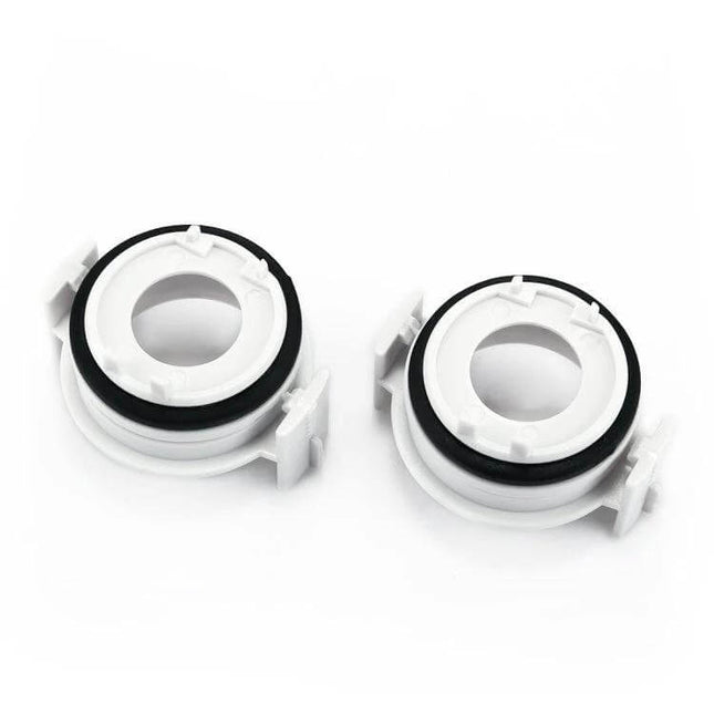 H7 Xenon HID Headlight Bulb Base Retainer Holder Adapter For BMW white plastic pair with rubber seal for secure H7 LED bulb installation