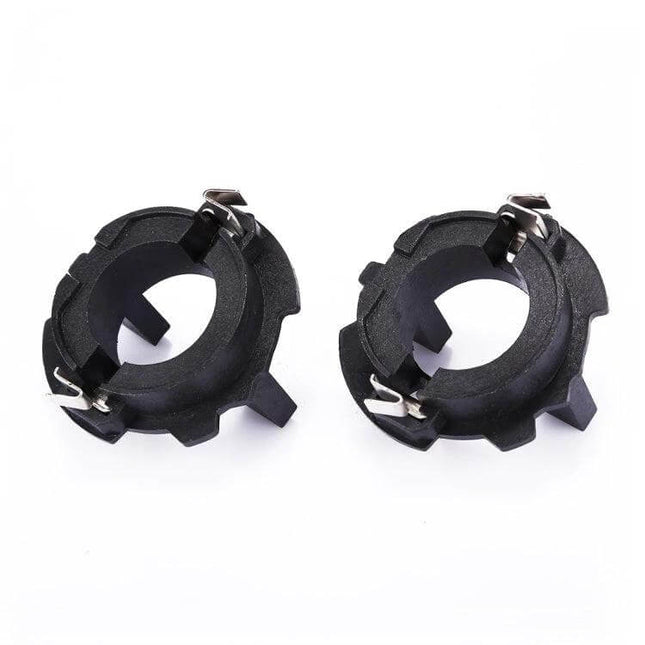 H7 Headlight Bulb Base Retainer Holder Adapter For Volkswagen - pair of black plastic H7 bulb base retainers for VW headlight LED upgrades