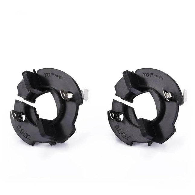 H7 Headlight Base Retainer Adapter For Volkswagen Jetta Golf 5 - pair of black H7 bulb mounting adapters for secure stock housing fit