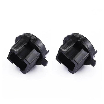 H7 Xenon HID Headlight Base Retainer Adapter for Kia and Similar Models - pair of black heat-resistant plastic H7 bulb mounting adapters