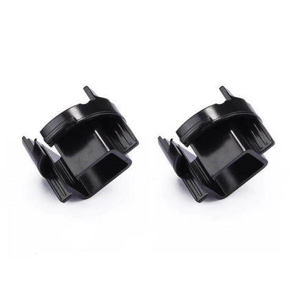 H7 HID Headlight Base Retainer Adapter For Phase One Vehicles - pair of black heat-resistant plastic H7 bulb adapters preserving original wiring