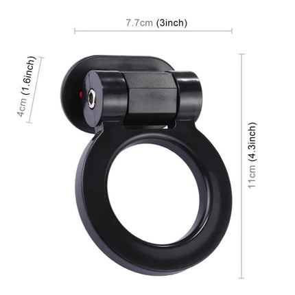 Decorative Tow Hook Sticker for Vehicle Exterior Customization applied on black bumper showing dimensions and rugged ring design