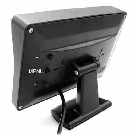4.3-Inch LCD Car Rearview Monitor with Stand and Shade rear view showing stand, back controls and cable