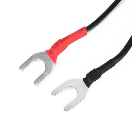 Universal Vehicle USB Charger for Phones, Tablets, and GPS Devices showing red and black universal ring terminals for simple battery connection