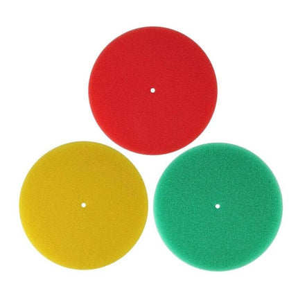 HKS 180mm Air Intake Replacement Filter For Turbo And NA - three colored 180mm round refill foam filters (red, yellow, green) for universal housings