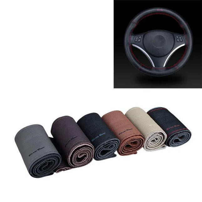 Genuine Leather Hand Stitched Universal Car Steering Wheel Cover