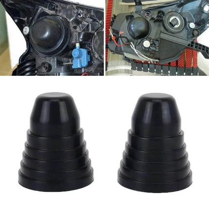 Universal Headlight Soft Rubber Dust Cover 50-70cm Inner Diameter - flexible black rubber seal caps for headlight housings, protects bulbs from dust and moisture