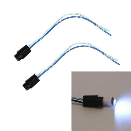 Socket Car Bulb Holder Adapter 2 Pack for Extending or Replacing Stock Bulbs showing two T5 adapters with wiring and illuminated LED connection