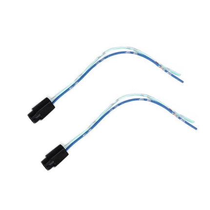 Socket Car Bulb Holder Adapter 2 Pack for Extending or Replacing Stock Bulbs – two T5 socket adapters with blue wires and black plastic connectors