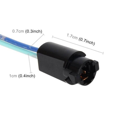Socket Car Bulb Holder Adapter 2 Pack for Extending or Replacing Stock Bulbs black T5 socket adapter with wires and dimensions shown