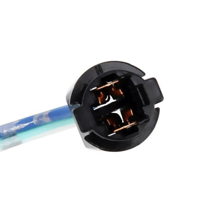 Socket Car Bulb Holder Adapter 2 Pack for Extending or Replacing Stock Bulbs - close-up of T5 socket adapter with wire