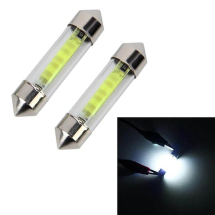 Car Dome Lamp LED Reading Light For Car Interior 12V DC - two festoon LED bulbs with high-brightness white light demonstration