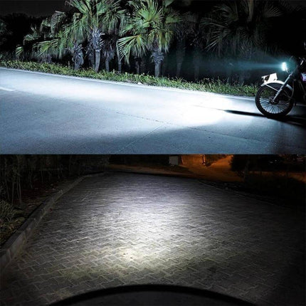 White LED Bulb for Motorcycle Headlights and Riding Safety illuminating road ahead for improved night visibility and rider safety