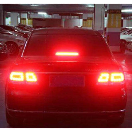 1157 Bay15D LED Car Brake Light Bulbs 22LED For Easy Plug And Play installed on car rear brake lights in a parking garage, bright red illumination