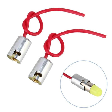 Bulb Socket Holder 2 Pack For Small Base Bulbs Plastic – two BA9S plastic housings with metal contacts and red wires for dashboard or model lighting