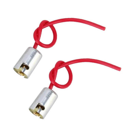 Bulb Socket Holder 2 Pack For Small Base Bulbs Plastic - two BA9S plastic housings with red wires for dashboard and display lighting replacements.