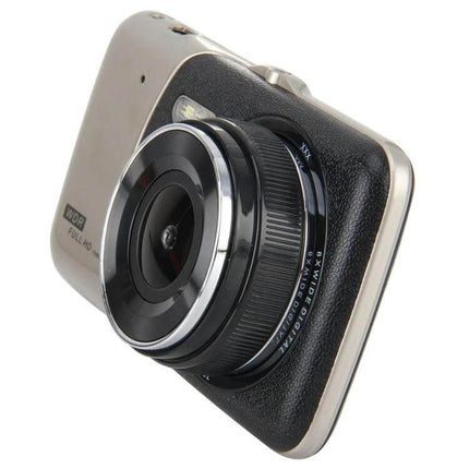 Car Dash Cam with 4-Inch Display for Vehicle Recording angled close-up showing lens and 4-inch display for playback and incident evidence